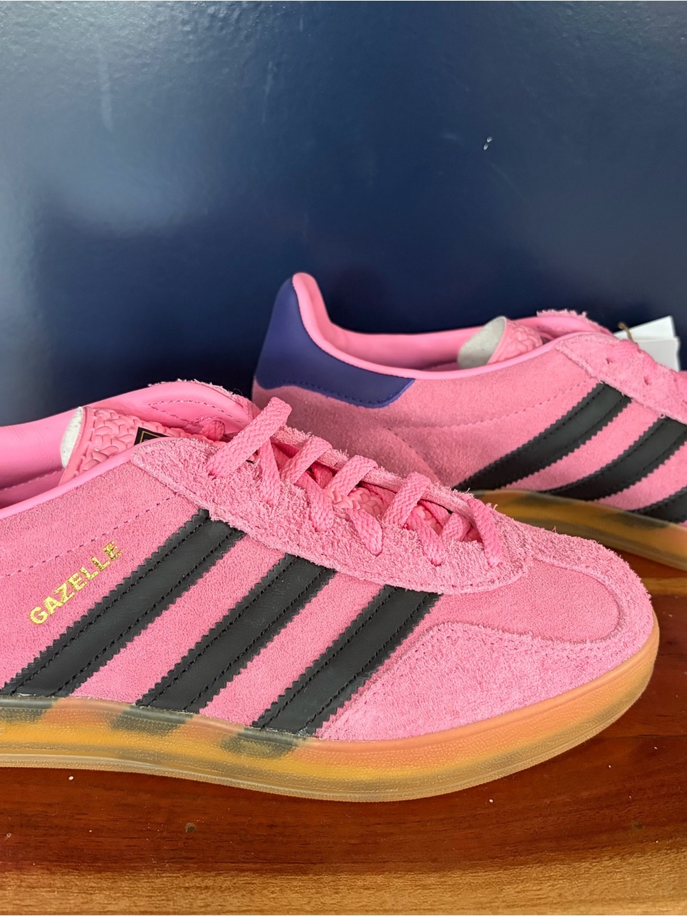adidas Pink Suede Sneakers with black Stripes - Picture 3 of 13